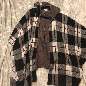 Poncho plaid sweater
